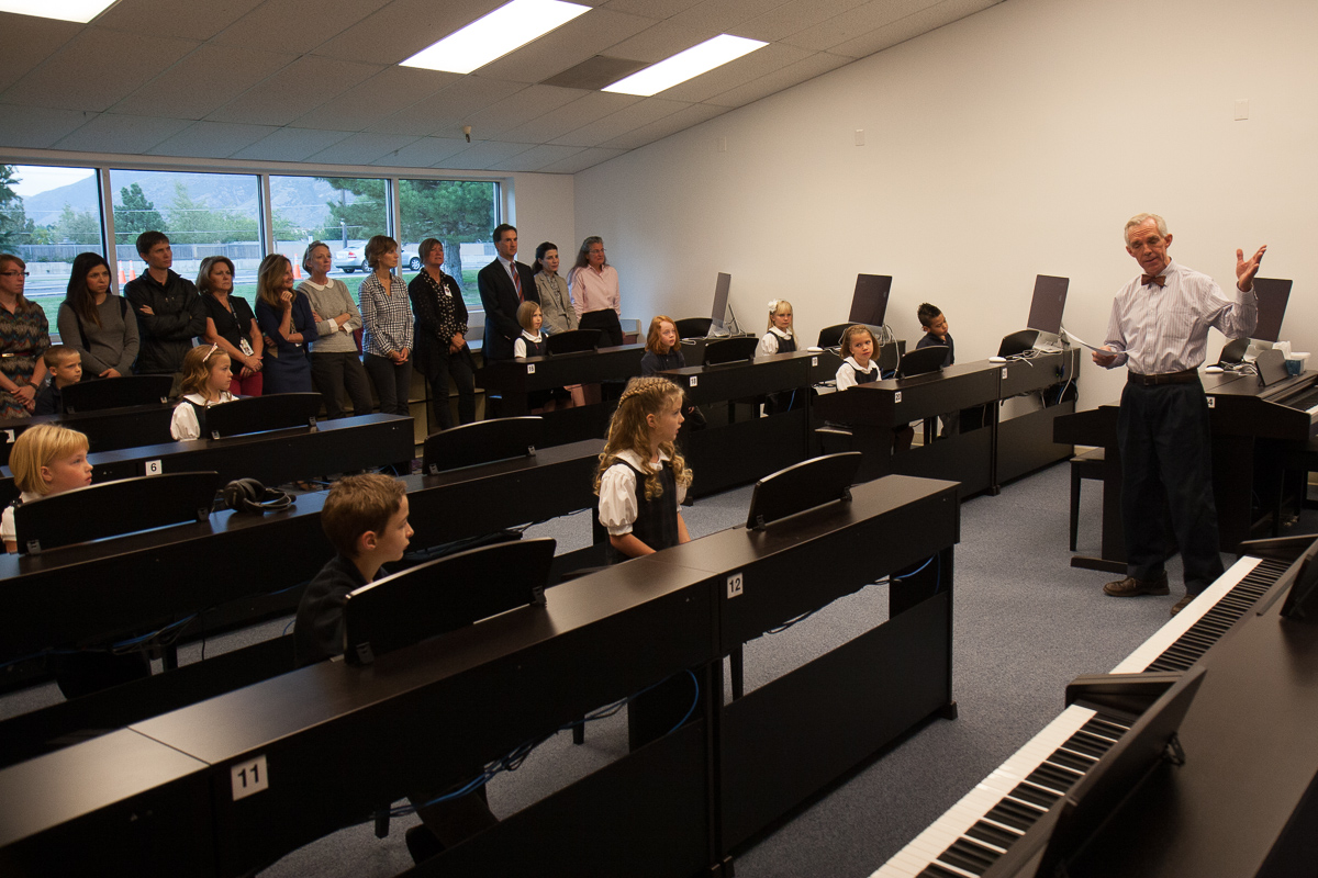 Ribbon cutting ceremony at the Waterford School Piano Lab