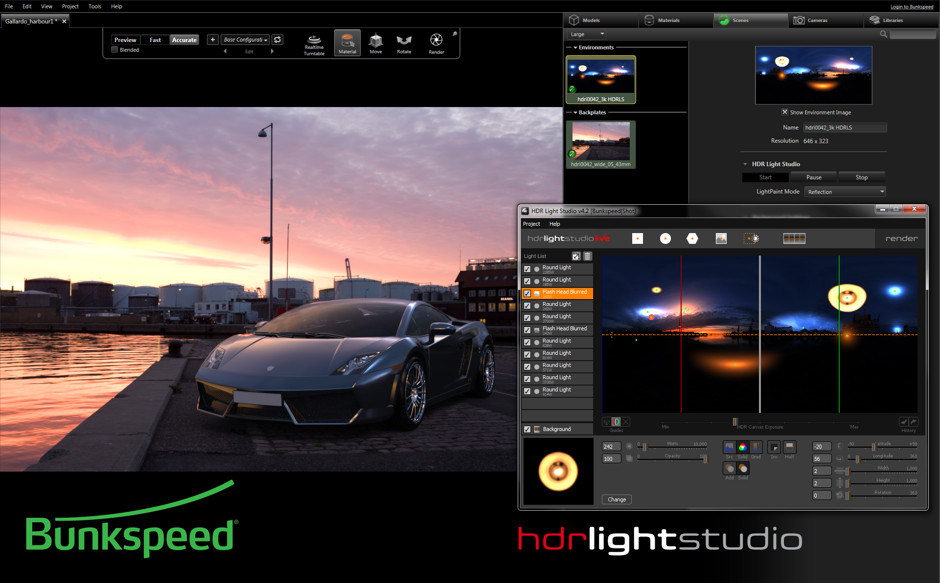 HDR Light Studio 4 adds Live connection for Bunkspeed Products