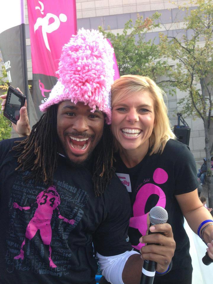 DeAngelo Williams of the Carolina Panthers with WBTV's Molly Grantham, 2012 file photo