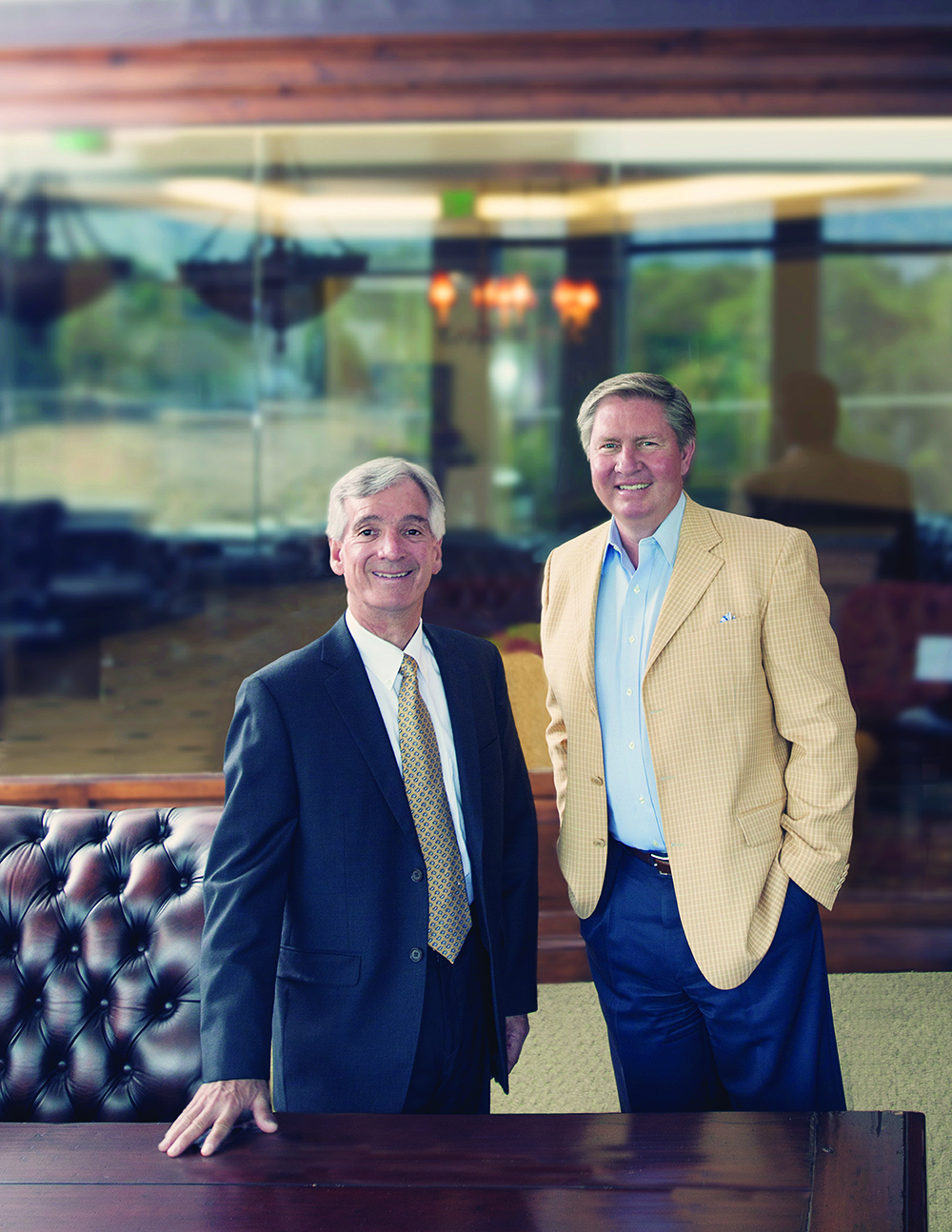 Michael Glauser, left, and Jeffrey D. Clark pose for a picture. Clark and his wife, Bonnie Clark, have provided a $6 million gift to help establish the Jeffrey D.  Clark Center for Entrepreneurship. G
