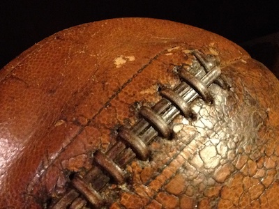 Circa 1930s laced leather basketball.