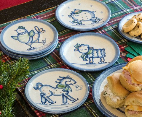 Skating Farm Animals on Appetizer Plates