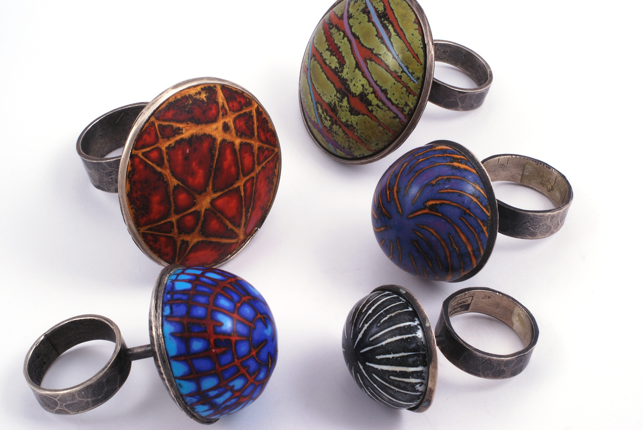 Rings, polymer and sterling silver, 2008