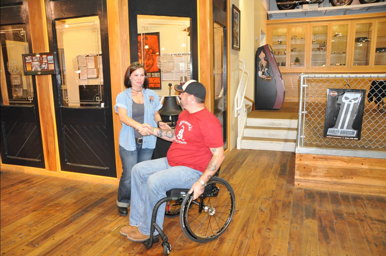 Low Country Harley-Davidson Saleswomen Congratulates Wounded Warrior