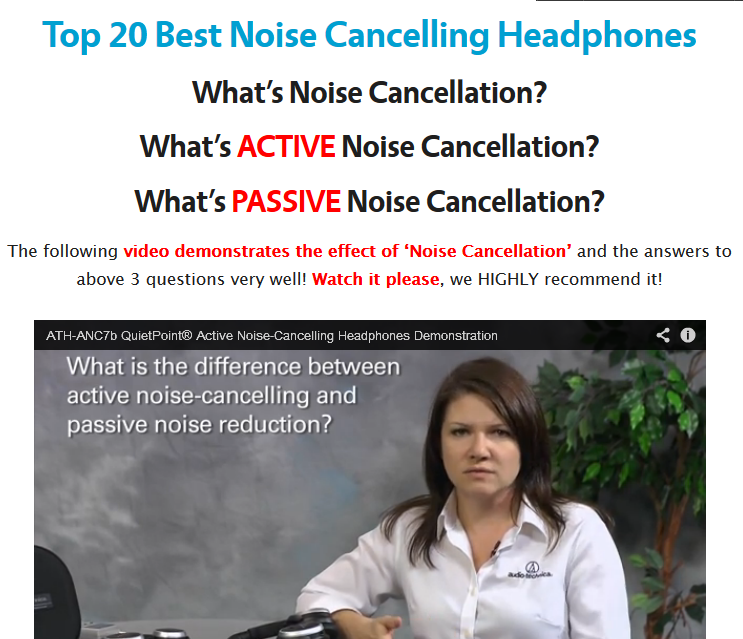Video Demonstrating the Effect of Noise Cancelling Headphones