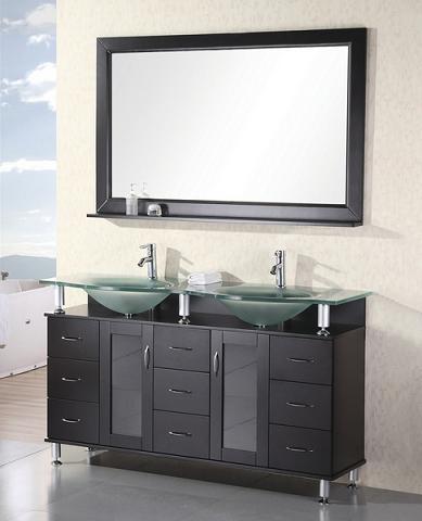 Design Element Redondo 61" Espresso Finish Double Sink Bathroom Vanity Set (DEC015D)