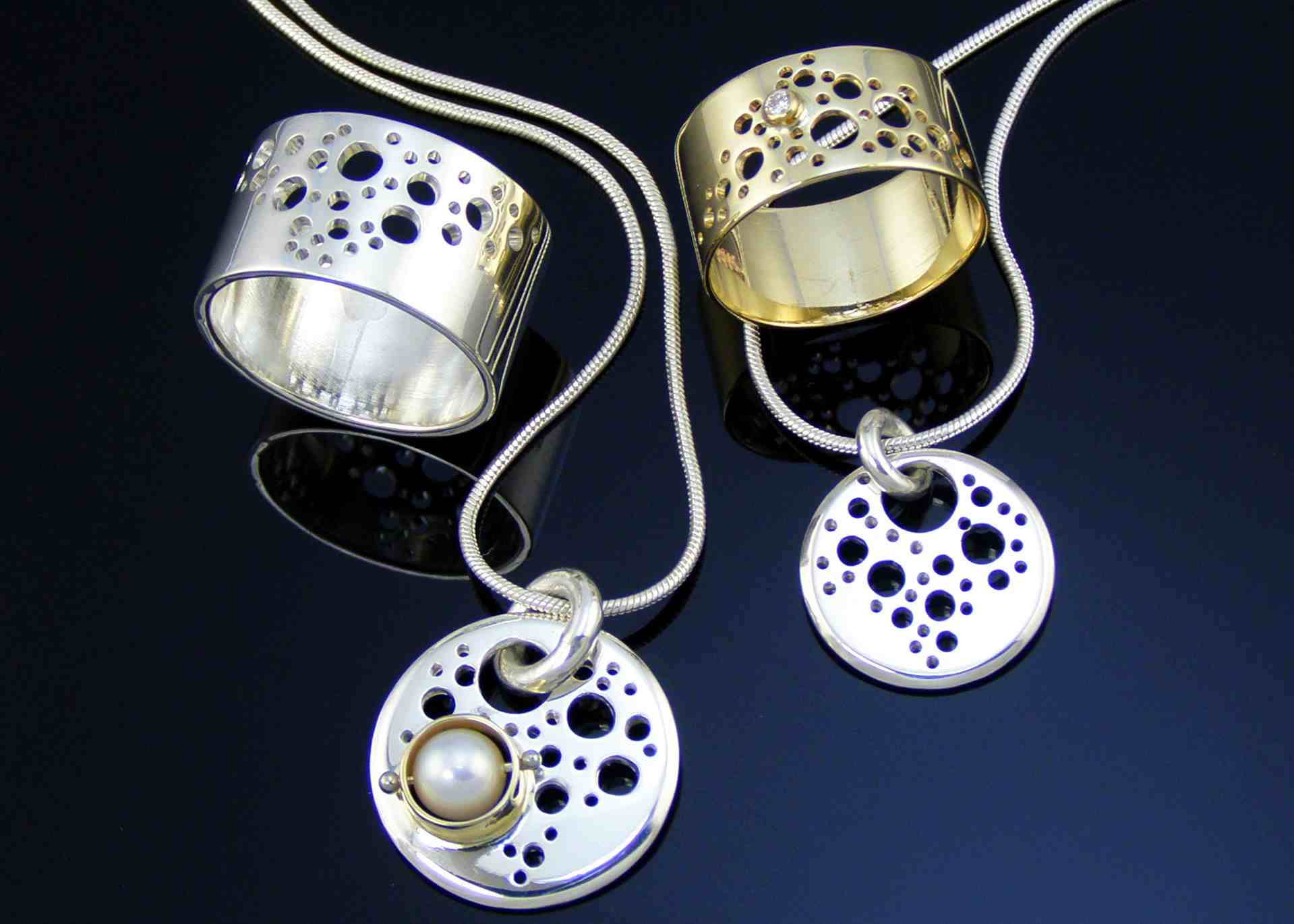 Bubbles Collection Pendants and Rings by Jason McLeod