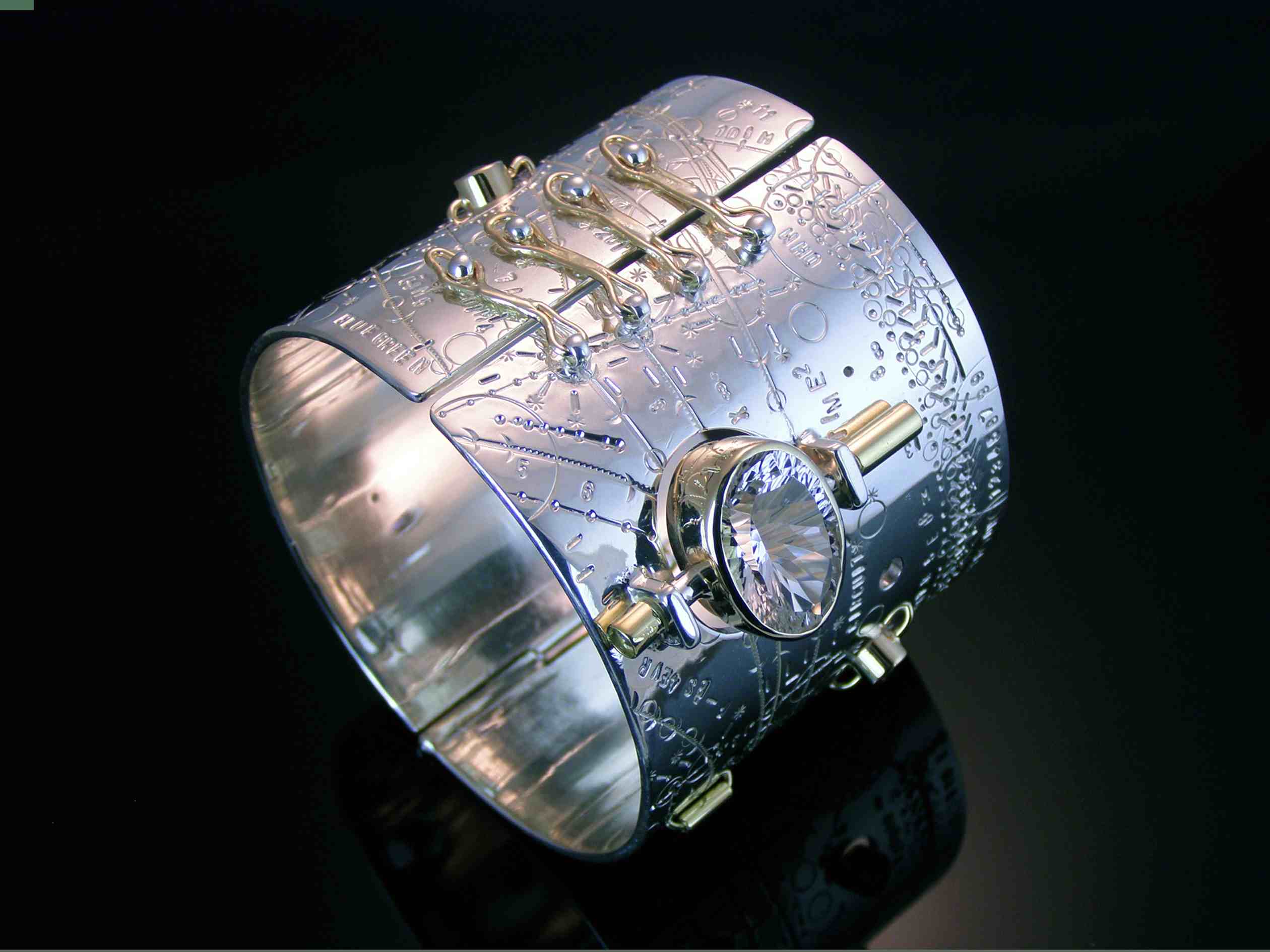 Time Traveler Hinged Circuit Cuff by Jason McLeod