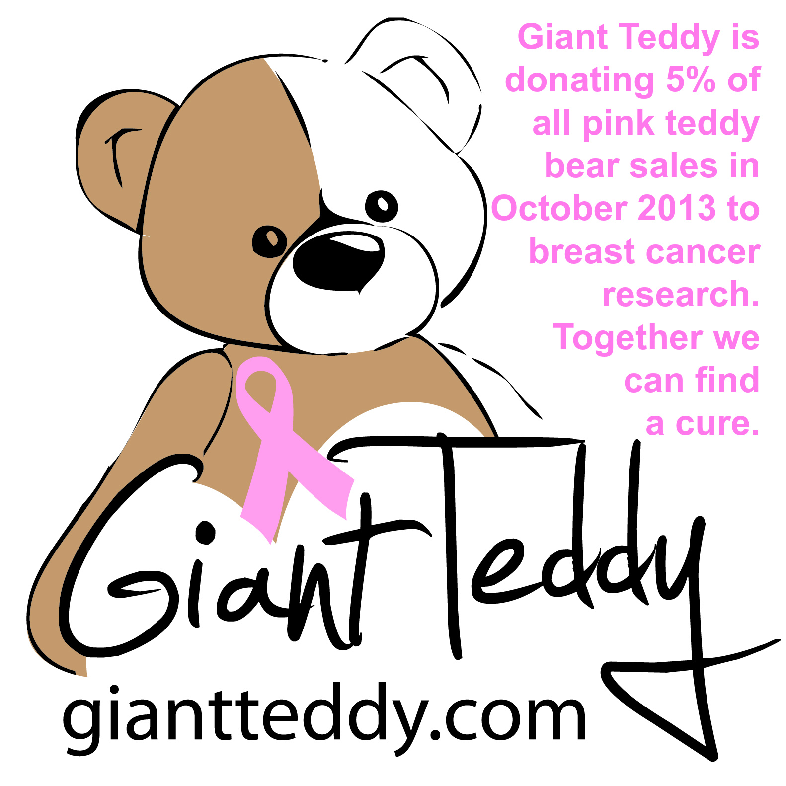 Giant Teddy supports October Breast Cancer Awareness month