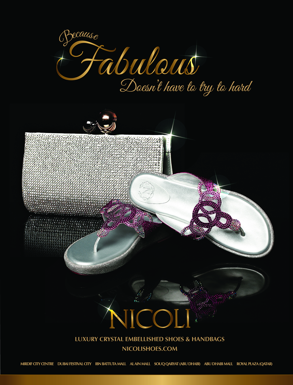 NICOLI - The luxury crystal embellished shoe and handbag brand - Fabulous Campaign - shop online at www.nicolishoes.com