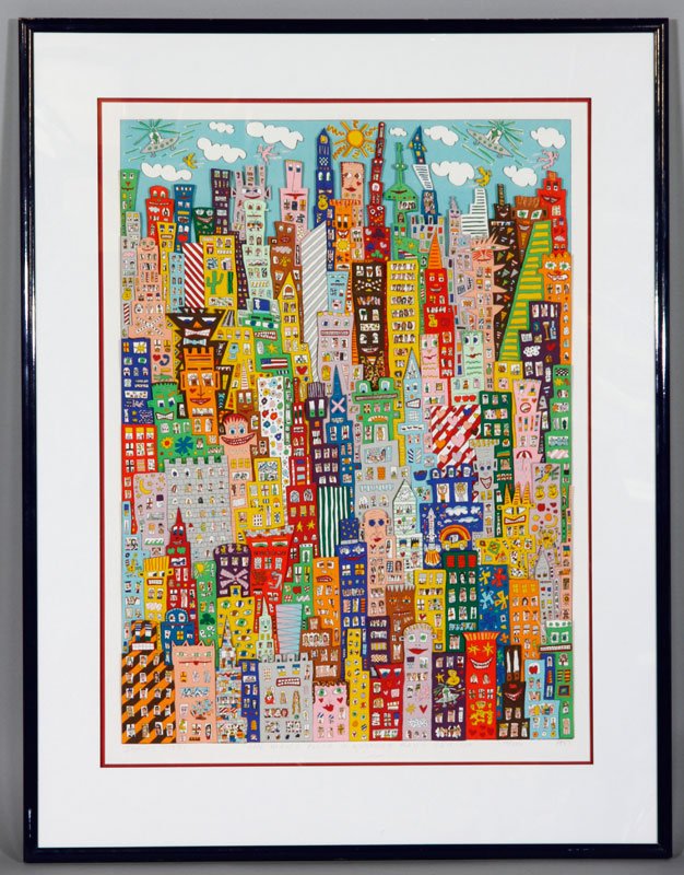 James Rizzi, "One Man's Floor Is Another Man's Ceiling," Colored Serigraph