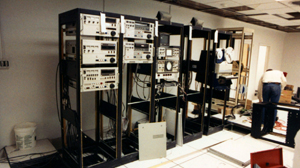 The first Beta SP decks and 1" machine installed during the build-out of the machine room (c. Jan. 1988).