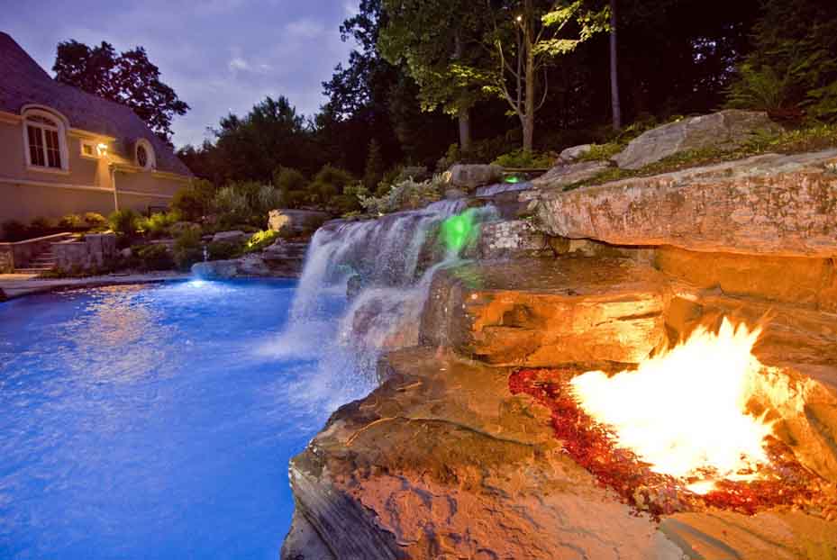 Swimming Pool Fire Pit Design, Bergen County, Northern NJ