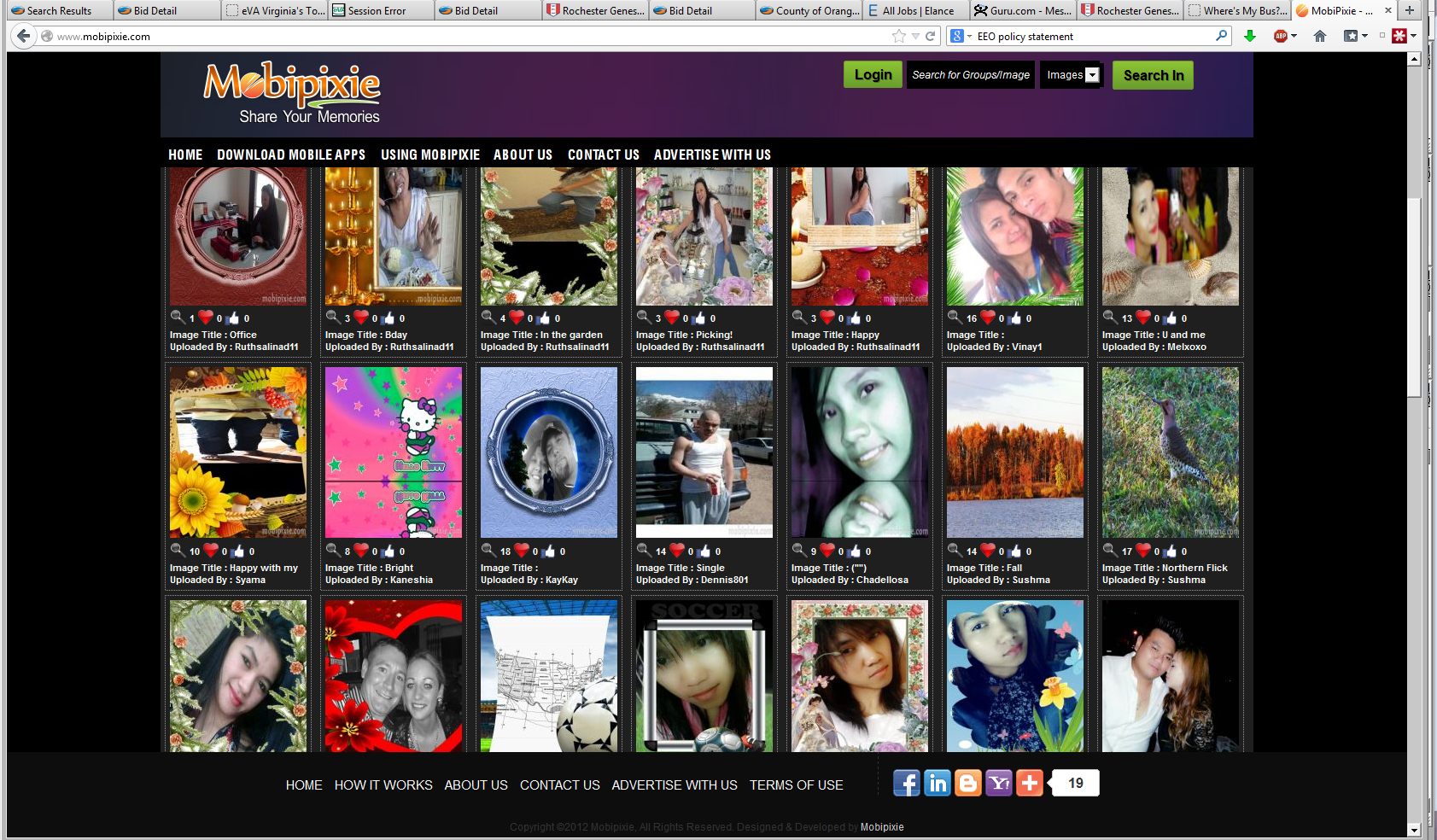 MobiPixie - HomePage With User Uploaded Images