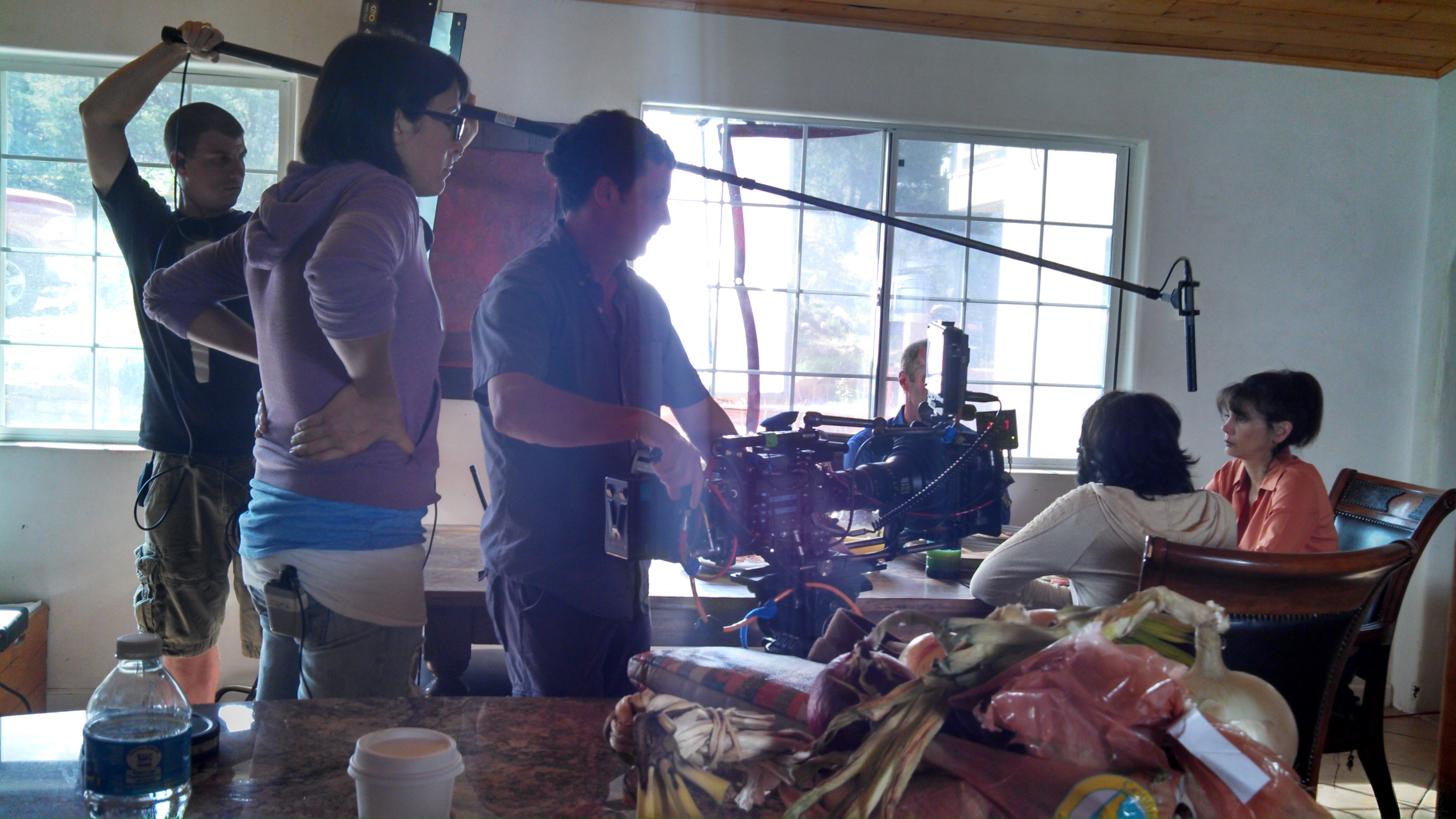 Debrianna Mansini on Set of Redford produced "Drunktown's Finest/Dry Lake' with Director Sydney Freeland and actors Mark Sivertsen and MorningStar