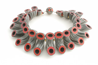 Tube Necklace, Polymer and sterling silver