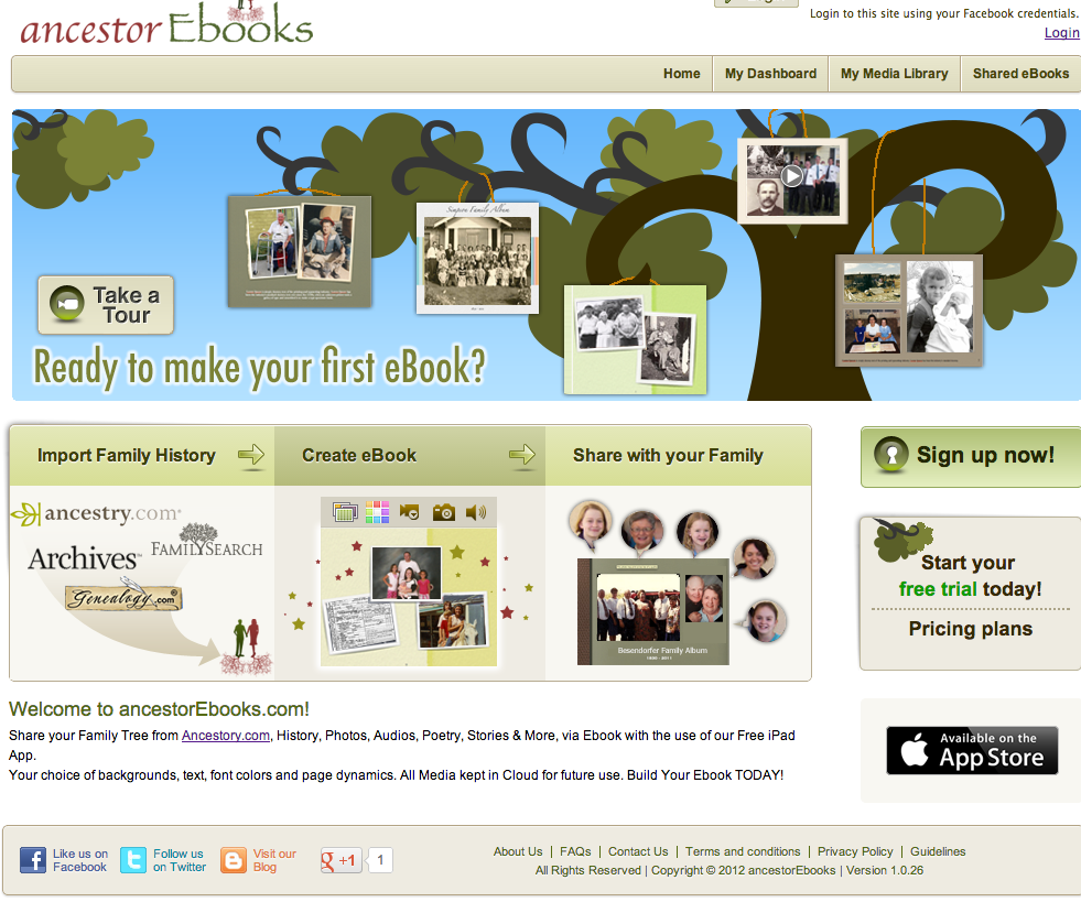 14 Oct 2013 Homepage for AncestorEbooks.com
