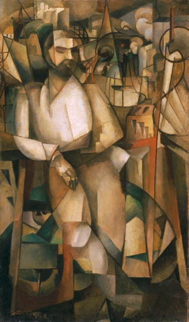 Albert Gleizes.  Man on a Balcony (Portrait of Dr. Morinaud), 1912.  Oil on canvas, 77 x 45 1/4 inches (195.6 x 114.9 cm).  The Louise and Walter Arensberg Collection, 1950.  Philadelphia Museum of Ar