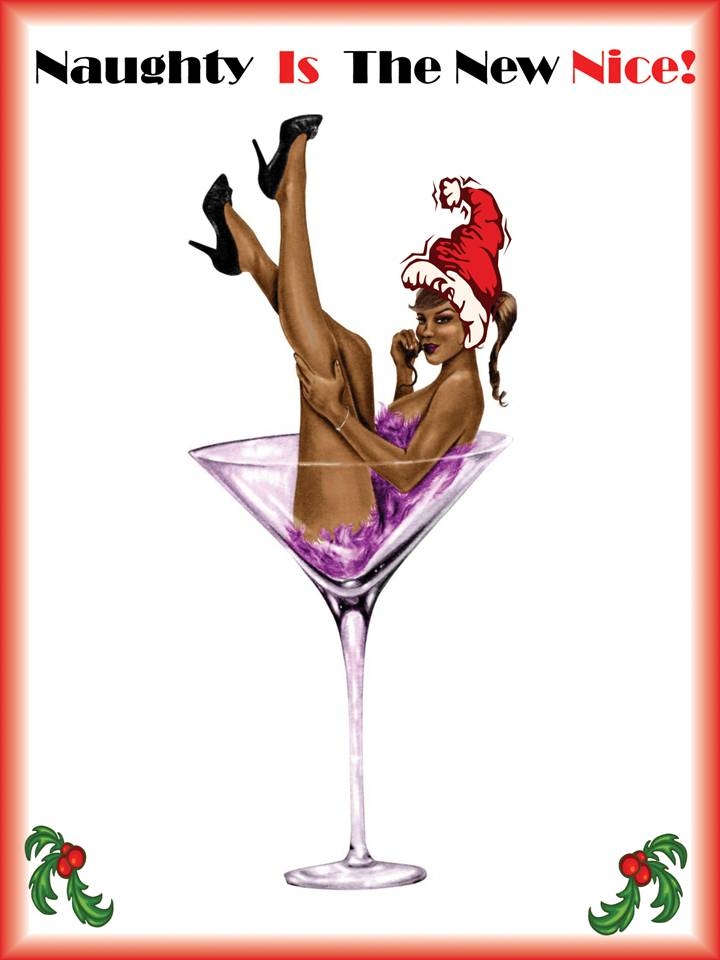 Naughty Is The New Nice Black Pinup Girl Christmas Card