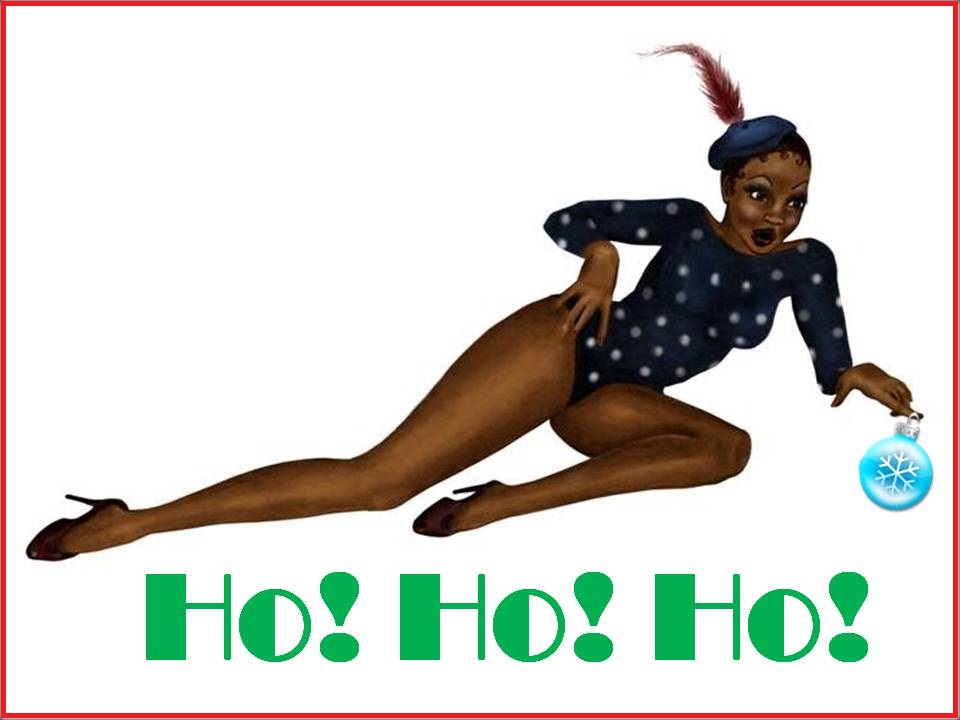 Black Pinup Girl Christmas Card