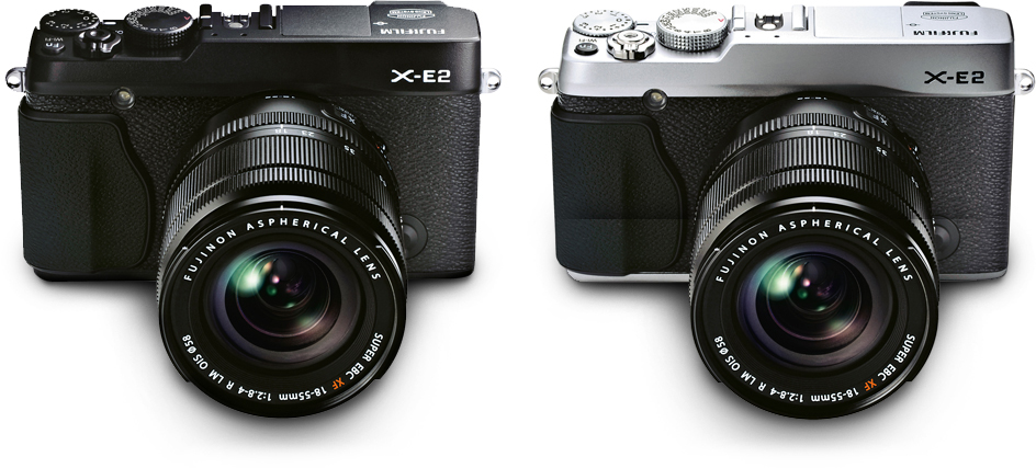 FUJIFILM X-E2 Digital Cameras - Black & Silver - Side by Side