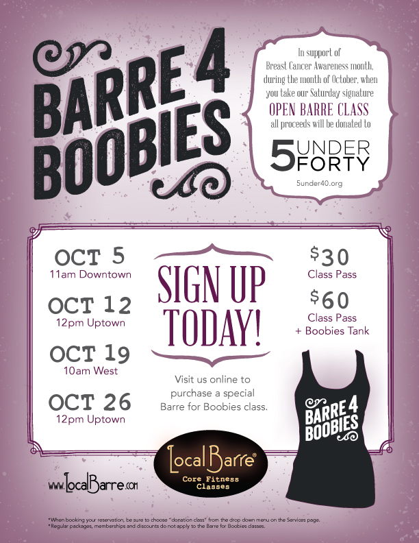 Barre for Boobies Special Class Schedule