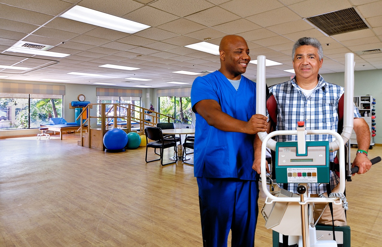 Patient receives physical therapy