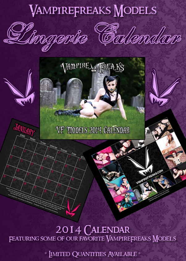 The Vampirefreaks 2014 Goth girl Lingerie Calender