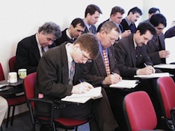 Students attending class at Far East Russia Bible College