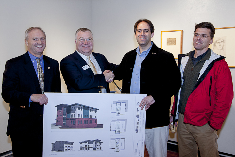 Left to right: Jerry Kingwill - Cobb Hill Construction; Mark Scerano - Executive Director, GCEDC; Stuart Anderson & Philip Bennett - Alba Architects, LLP