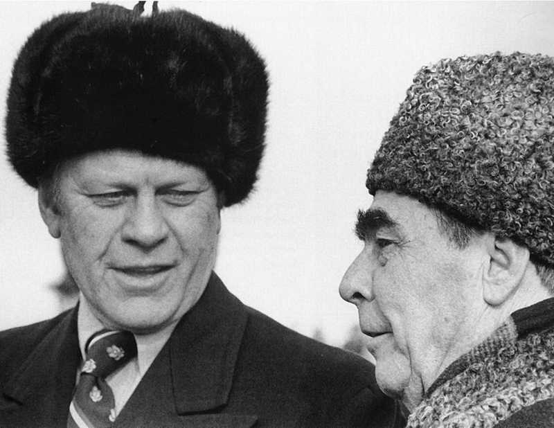 Ford & Brezhnev in Ushanka hats