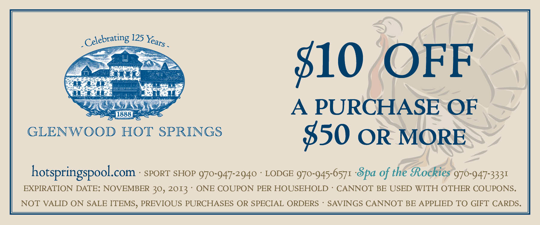 An example of an upcoming coupon that can be printed by visiting the Glenwood Hot Springs' website