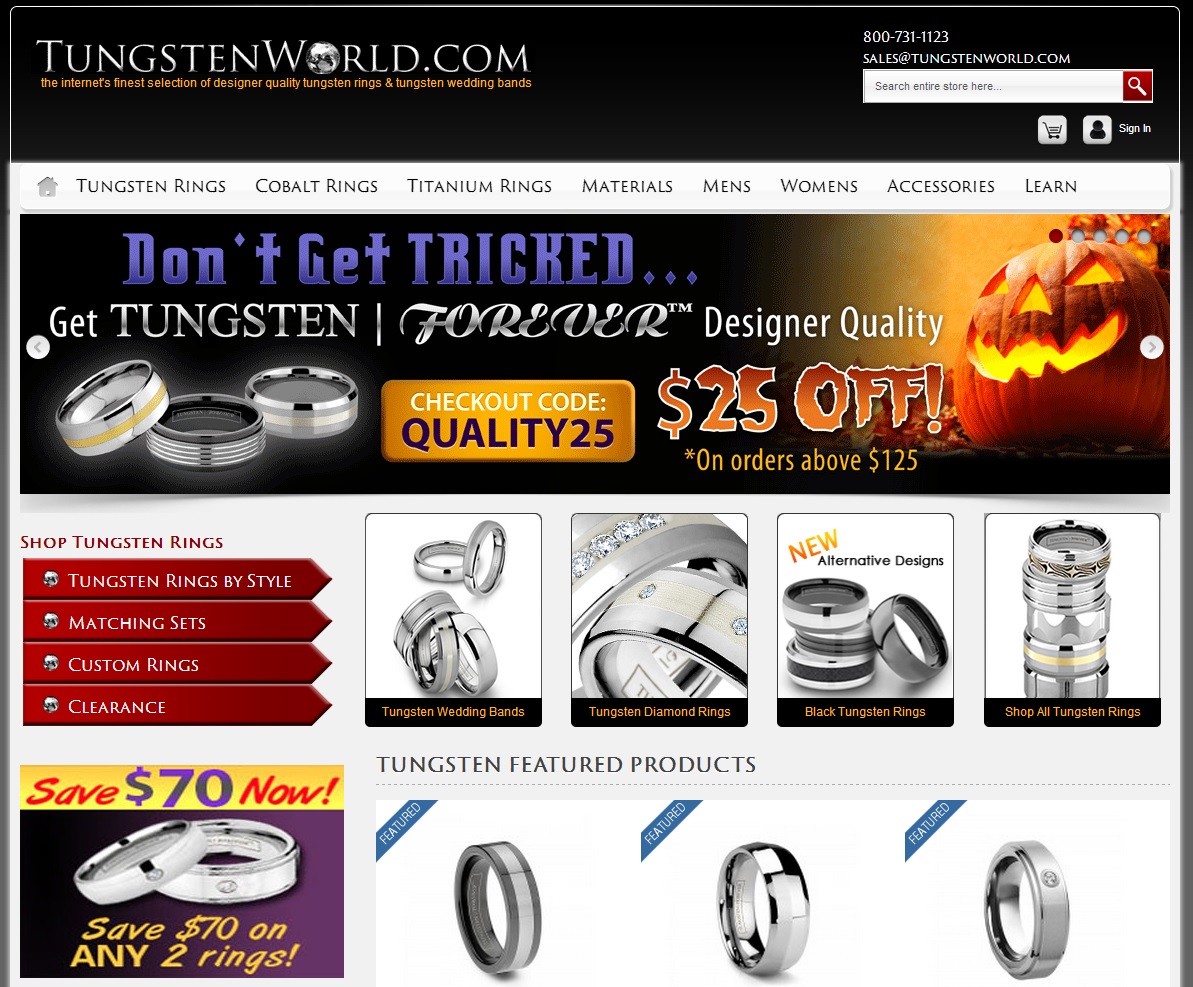 New TungstenWorld.com Wedding Bands & Jewelry Website