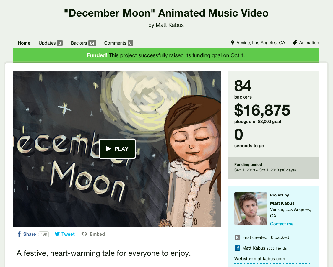 "December Moon" Kickstarter