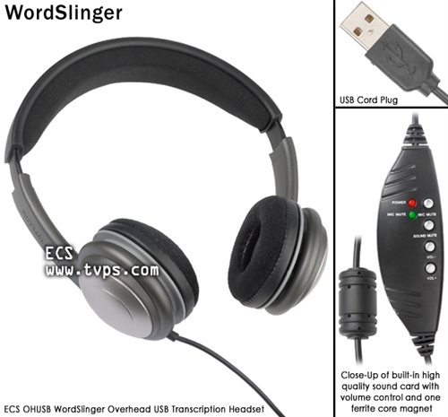 OHUSB WordSlinger Deluxe Transcription Headset Group