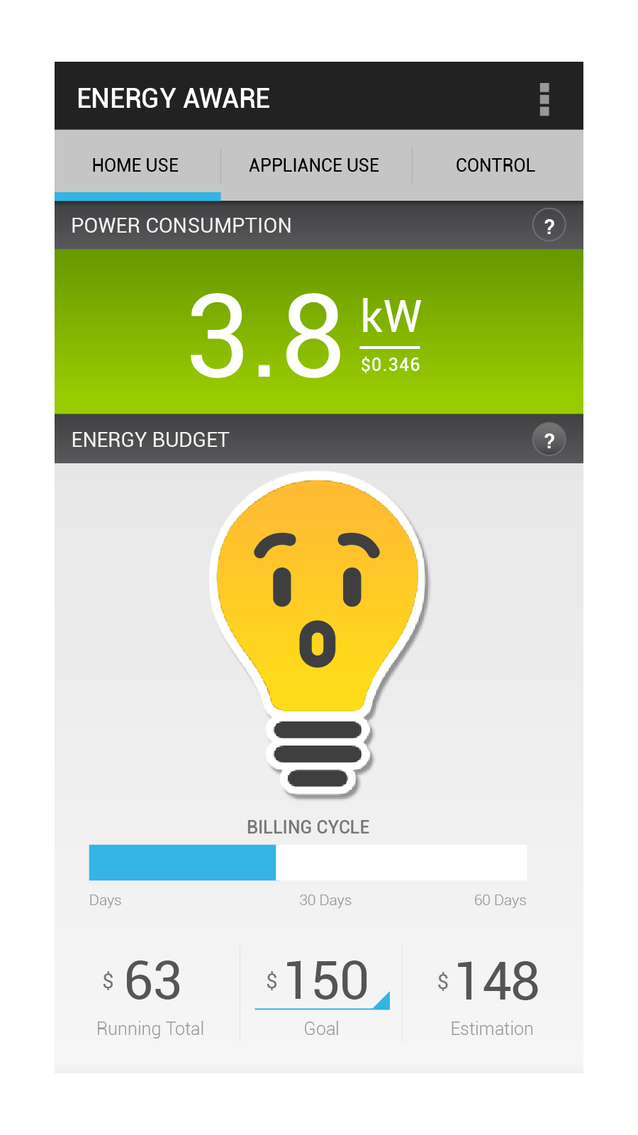 Wattson app shows real-time energy consumption