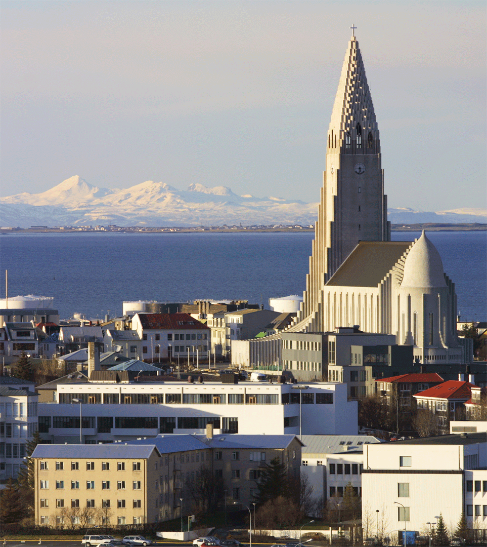 View over Reykjavik with Hallgrimmur's Church.
