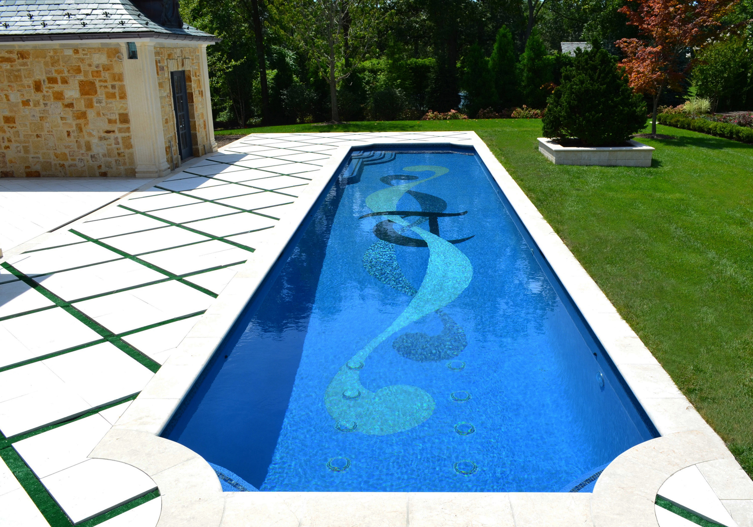 NJ Landscape Architecture Firm Glass Tile Pool Design Bergen County NJ