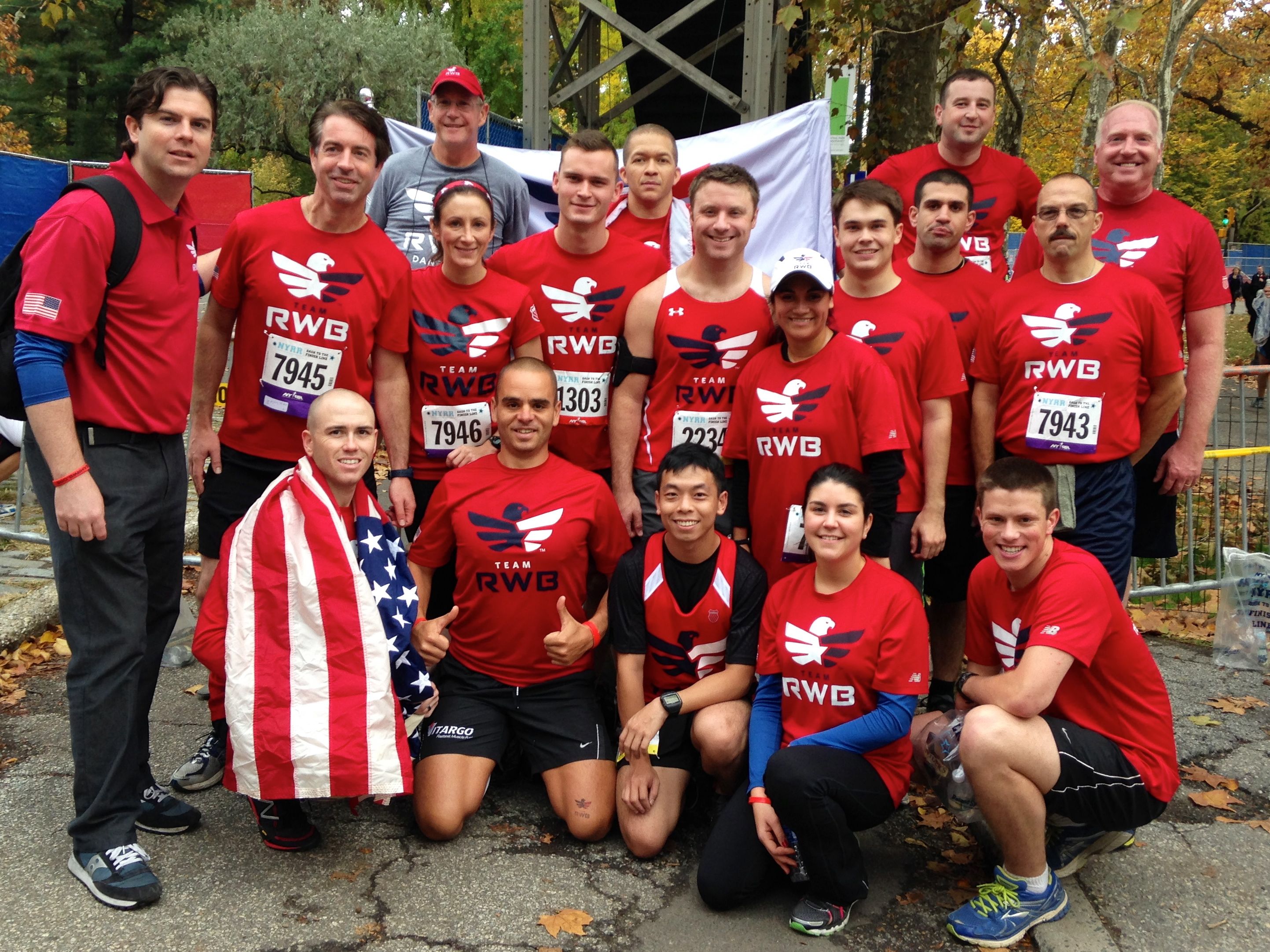 Team Red, White & Blue runners after finishing NYRR's Dash to the Finish Line 5K