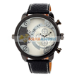 Month Display Multiple Dials PU Leather Strap Man's Quartz Watch (White)