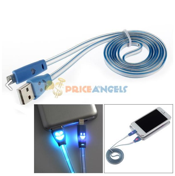 USB Male to Lightning Male Charging & Data Sync Cable with Smile Emoji LED Lights for iPhone 5/5S/5C (100cm)