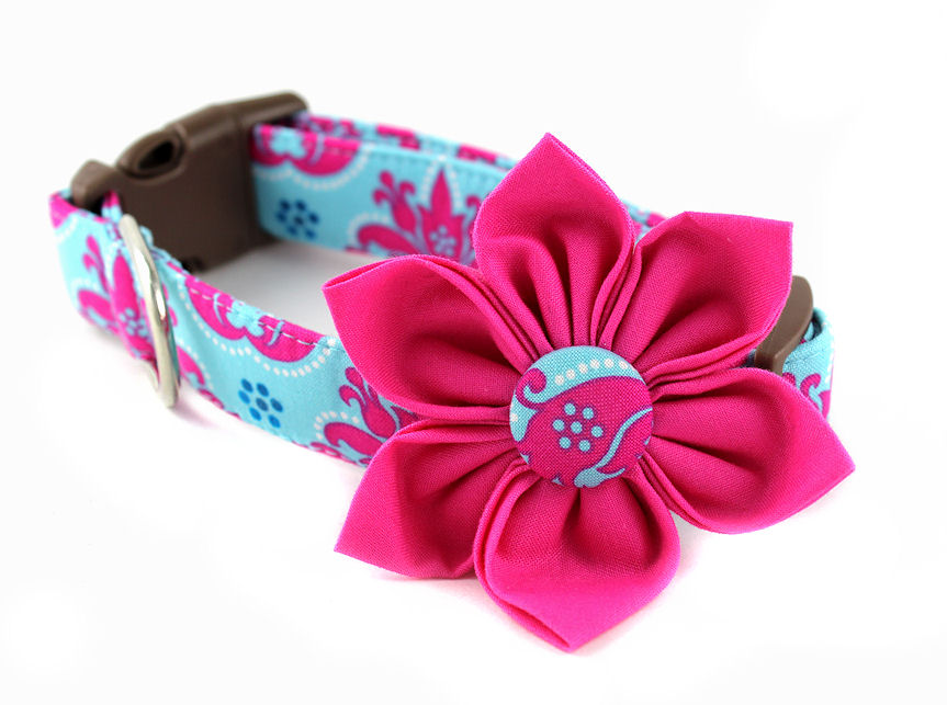 Princess Damask Dog Collar Flower by Bow Wow Couture
