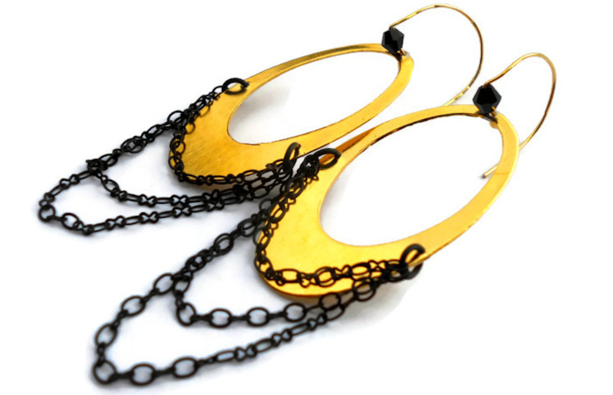 "Nadia" Triple Chain Oval Earrings by Christi Schimpke of Minabea Jewelry
