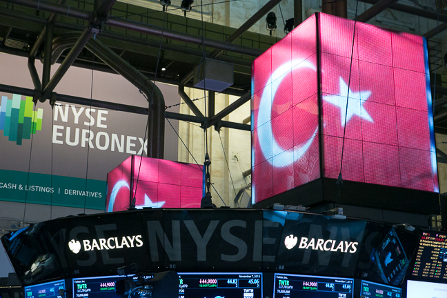 The American Turkish Society celebrates U.S.-Turkey financial ties on the trading floor of the New York Stock Exchange on November 7th
