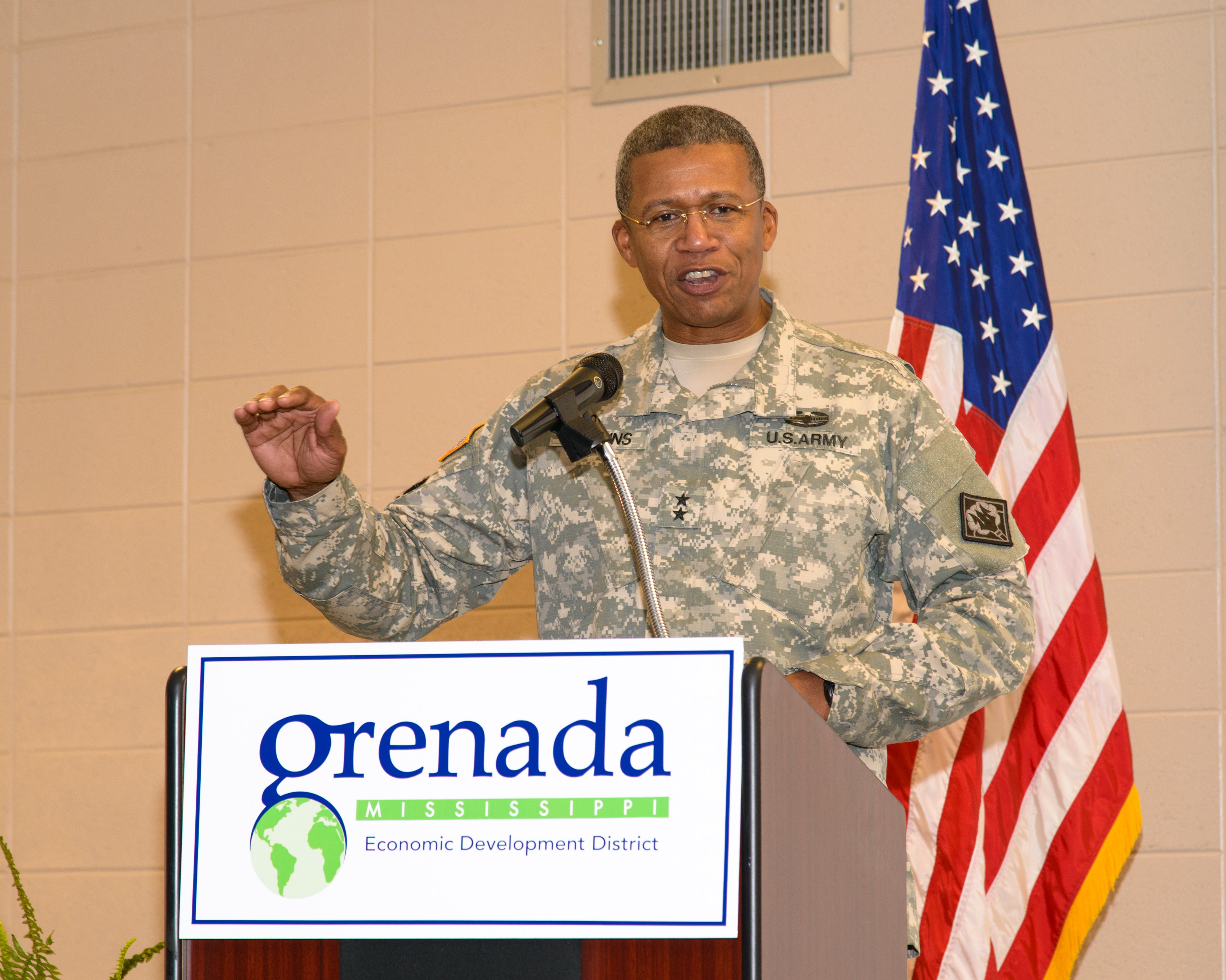 Adjutant General of the State of Mississippi, Major General Augustus Collins speaks to over 130 people at the Grenada EDD 4th Annual Meeting.