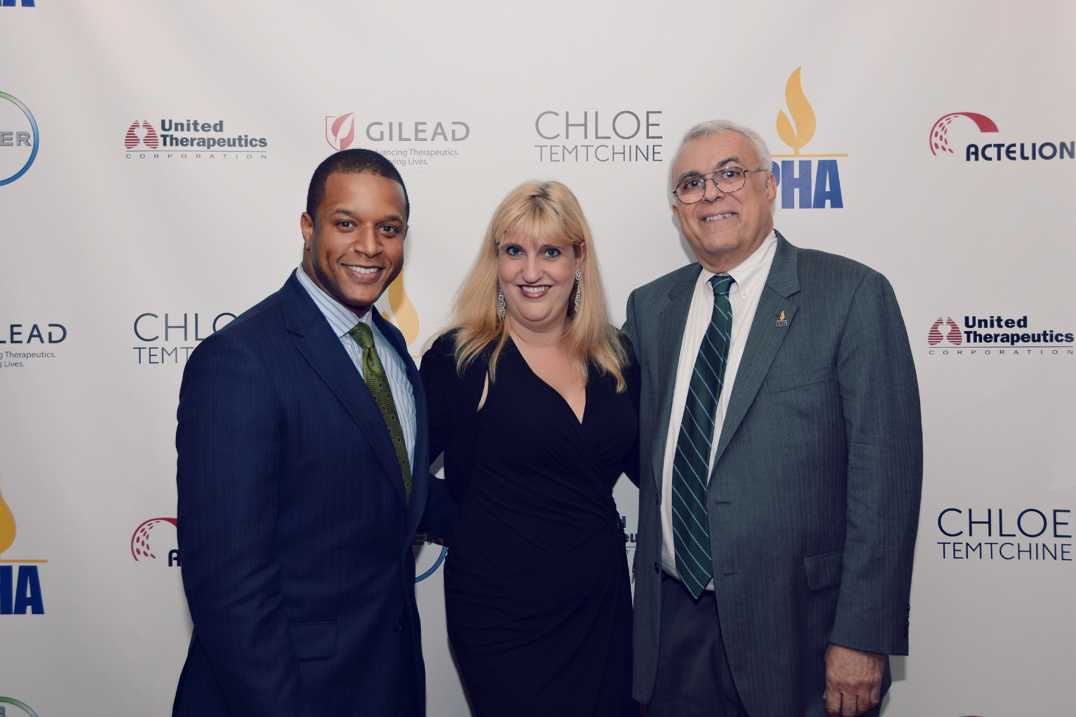 (Photo Credit Ann Rice) Master of Ceremonies Craig Melvin, MSNBC anchor and NBC News correspondent, PHA New York Chapter Executive Director, Gina Parziale, and PHA President and CEO, Rino Aldrighetti