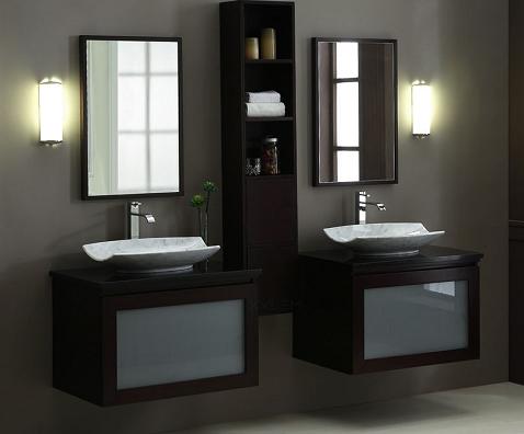 V-BLOX-DRG30DW - BLOX Bathroom Vanity - 30" with Frosted Glass Drawer Dark Walnut - Xylem