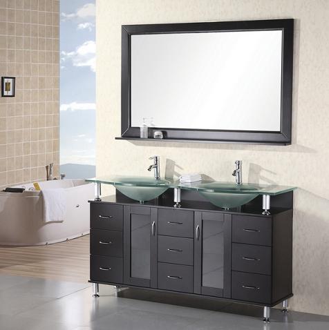 Design Element Redondo 61" Espresso Finish Double Sink Bathroom Vanity Set (DEC015D)