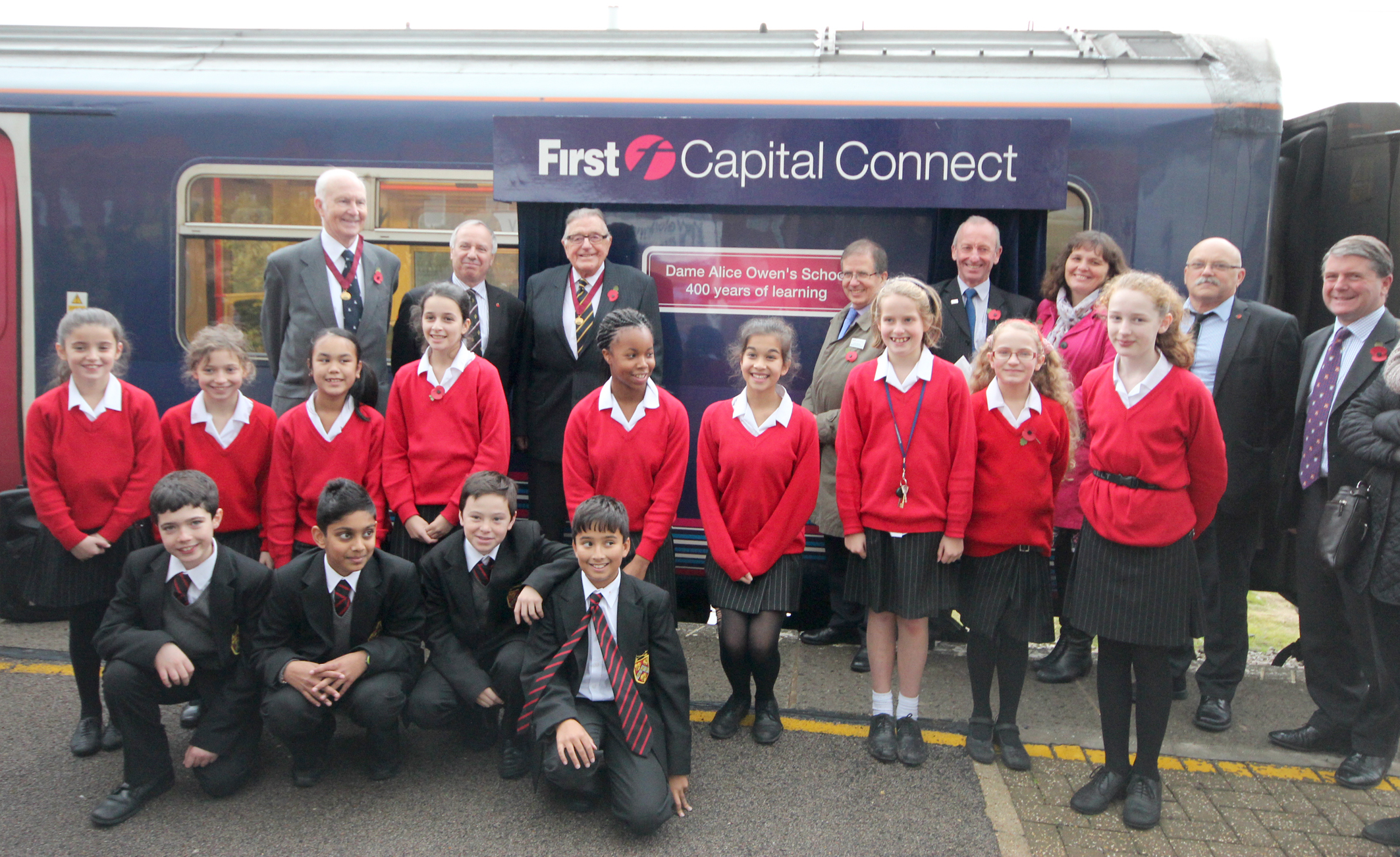 High res pic - Pupils and guests name the train in honour of the 400th anniversary
