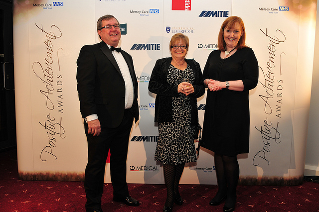 ID Medical’s Julia Gardner joins executive director of communications at Mersey Care NHS Trust’s annual Positive Achievement Awards ceremony at Aintree Racecourse, Liverpool.
